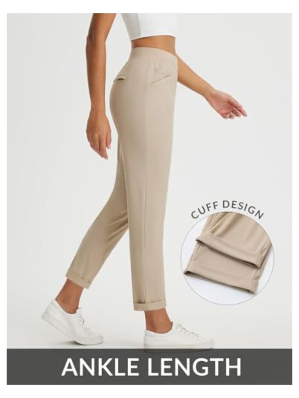 Women's Stretchy Travel Pants with Zipper Pockets Business Casual Slacks Golf - Picture 3 of 6